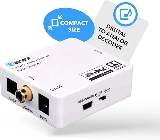 OREI Digital to Analog Audio Decoder by OREI, Convert & Decode Dolby Digital Audio SPDIF/Coaxial 5.1-Channel Input to RCA L/R/3.5mm Headphone Output Converter (DA34)