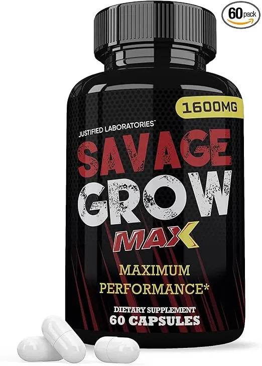 Savage Grow Max 1600MG Advanced Men's Heath Formula 60 Capsules