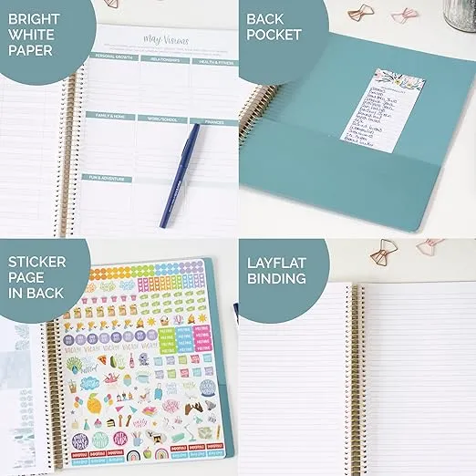 bloom daily planners All in One Ultimate Monthly & Weekly Undated Calendar Planner, Notebook, Sketch Book, Grid Pages, Coloring Book and More! 9" x 11" - Interchangeable Cover