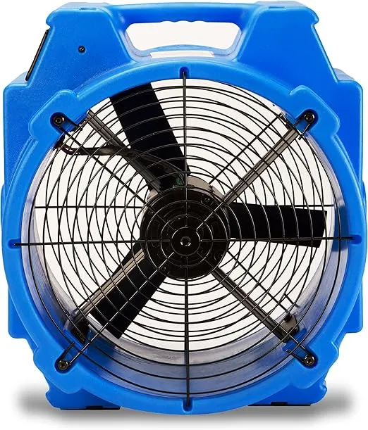 B-Air 1/4 HP Polar Axial Blower Fan High Velocity Air Mover for Water Damage Restoration, Air Circulation, Drying, 3300 CFM, Daisy Chain Capable, Stackable, Blue, BA-PB-X24