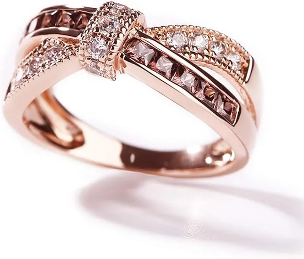 Jeulia Crossover Sterling Silver Women's Band Fashion Anniversary Promise Engagement Ring for Women With Gift Jewelry Box