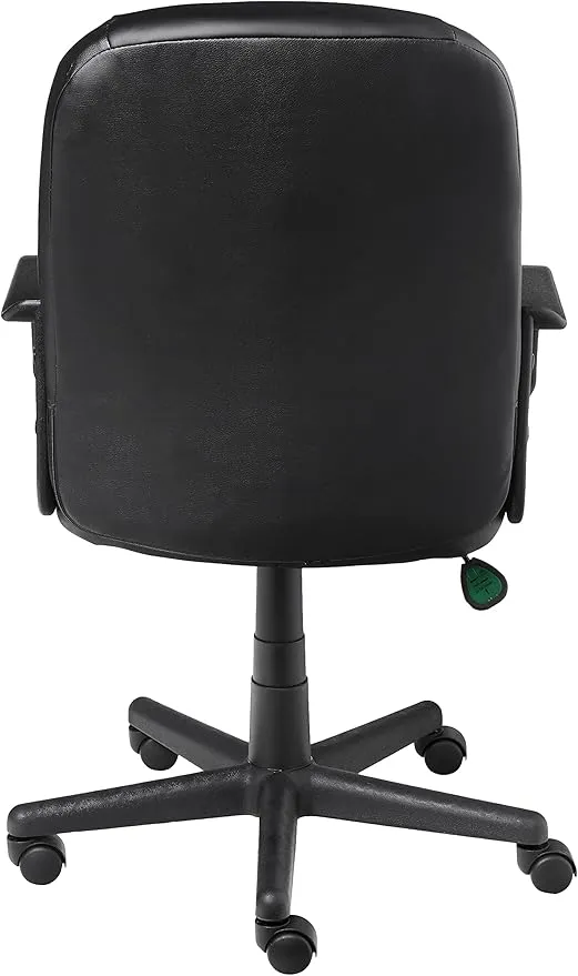Office Star EC Series Executive Bonded Leather Adjustable Office Chair with Built-in Lumbar Support and Tilt Control, Black
