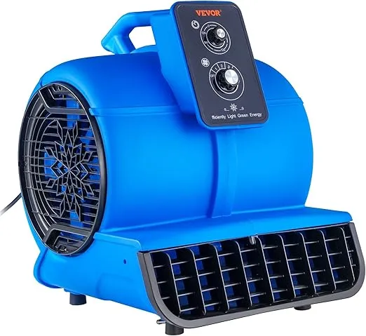 VEVOR Air Mover, 1/2 HP 2600 CFM Carpet Dryer for Cooling and Ventilating, Portable Floor Blower Fan with 4 Blowing Angles and Time Function, for Janitorial, Home, Commercial Use
