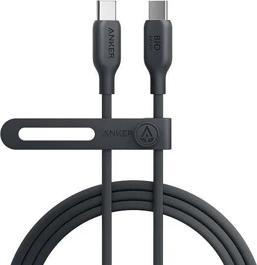 Anker 543 USB C to USB C Cable(240W,6FT),Bio-Based Charging Cable for iPhone 16/15 Series,MacBook Pro 2020, iPad Air 4 and More(USB 2.0,Phantom Black)