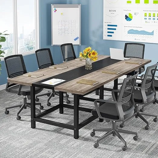 Tribesigns Small Conference Room Table for 4 People, Rustic Square 39.4L X 39.4W X 29.52H Inches Wood Computer Desk for Home Office, Conference Room,Small Space (Chair not Included)