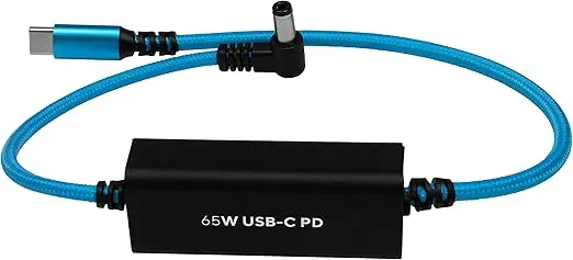 KONDOR BLUE | 16" DC 2.5mm Barrel Plug to USB-C PD 2-Way V-Mount Charger Braided Power Delivery Cable for Mirrorless Cameras, Phones, Laptops & More | Blue