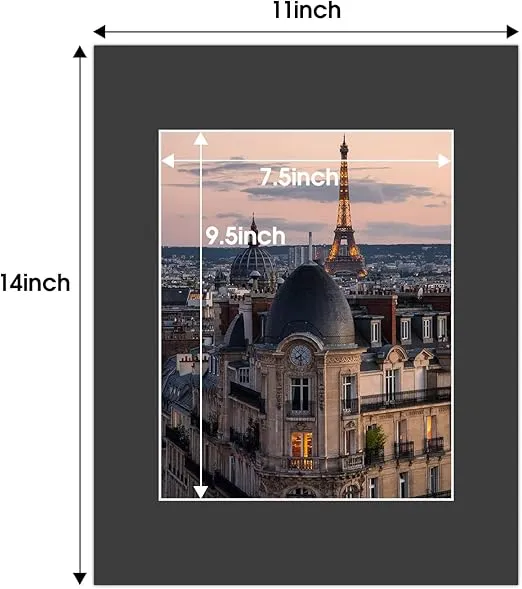 Golden State Art, Pack of 10 11x14 Black Picture Mat with White Core Bevel Cut for 8x10 Photo