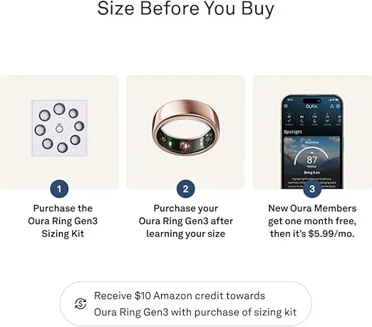 Oura Ring Gen3 Horizon - Rose Gold - Size 9 - Smart Ring - Size First with Oura Ring Gen3 Sizing Kit - Sleep Tracking Wearable - Heart Rate - Fitness Tracker - 5-7 Days Battery Life