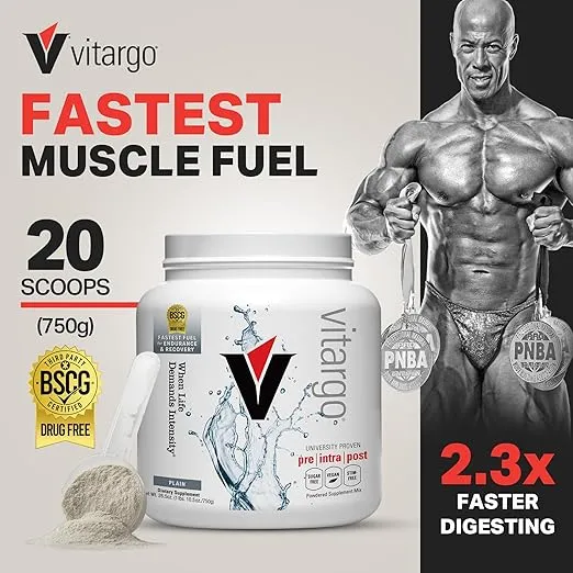 Vitargo Carbohydrate Powder | Feed Muscle Glycogen 2X Faster | 1 LB Unflavored Pre Workout & Post Workout | Carb Supplement for Recovery, Endurance, Gain Muscle Mass