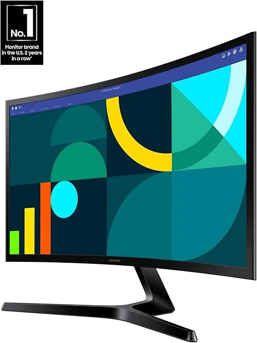 SAMSUNG 24" Essential S3 (S36GD) Series FHD 1800R Curved Computer Monitor, 100Hz, Game Mode, Advanced Eye Comfort, HDMI and D-sub Ports, LS24D366GANXZA, 2024