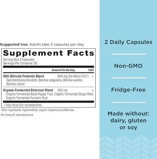 Probiotics by Ancient Nutrition, SBO Probiotics Ultimate 50 Billion CFUs*/Serving, Digestive and Immune Support, Gluten Free, Ancient Superfoods Blend, 60 Capsules