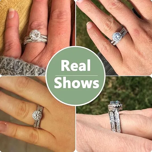 Newshe Wedding Rings for Women Engagement Ring Set 925 Sterling Silver 2.4Ct Round White AAAAA Cz Size 3-13