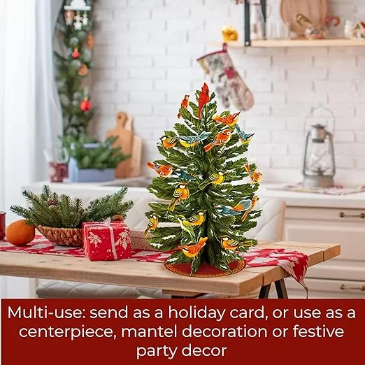 Freshcut Paper Pop Up Cards, 3D Popup Greeting Cards, Birthday Gift Cards, Note Card & Envelope, 15" Winter Tree