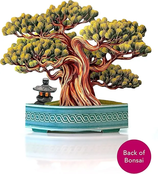 Freshcut Paper Pop Up Cards, Paper House Plants 3D Popup Greeting Cards with Note Card & Envelope, Birthday Card, Anniversary Card, Get Well Gifts for Women, 12" Bonsai