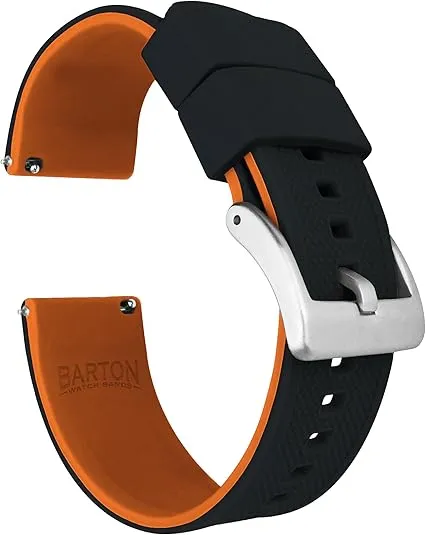 BARTON Elite Silicone Watch Bands - Quick Release - Choose Strap Color & Buckle Color (Stainless Steel, Black PVD or Gunmetal Grey) - 18mm, 20mm, 22mm & 24mm Watch Straps