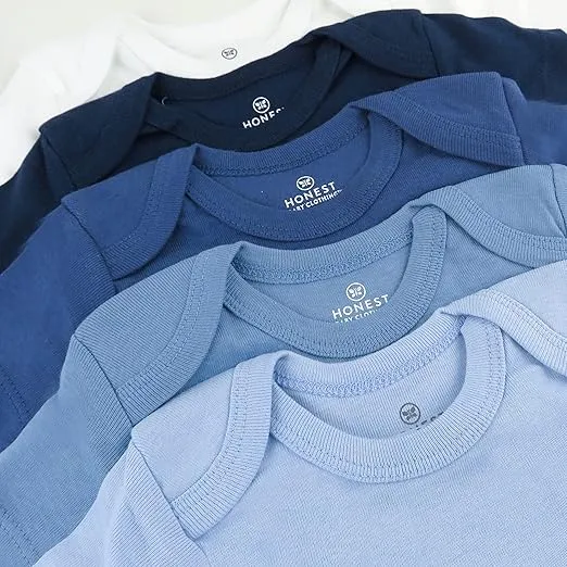 HonestBaby baby-boys 5-pack Short Sleeve Bodysuits One-piece 100% Organic Cotton for Infant Baby Boys, Unisex