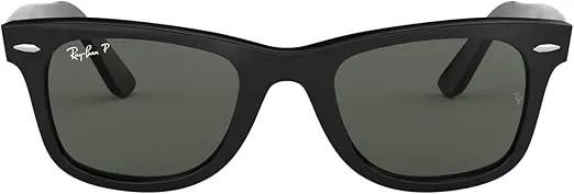 Ray-Ban RB2140 Original Wayfarer Sunglasses, Black/Green Polarized, 50 mm
