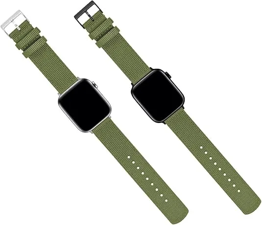 BARTON WATCH BANDS - Military Style Nylon Watch Bands Compatible with Apple Watch Models - 1, 2, 3, 4, 5, 6, 7, 8, 9, 10, SE, Ultra & Ultra 2