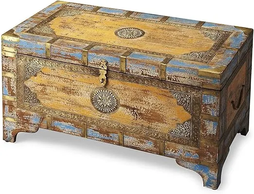 Butler Nador Painted Brass Inlay Storage Trunk