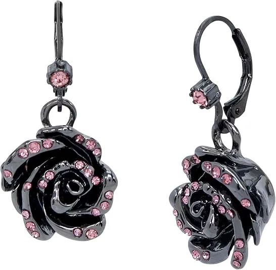 Betsey Johnson Womens Rose Drop Earrings