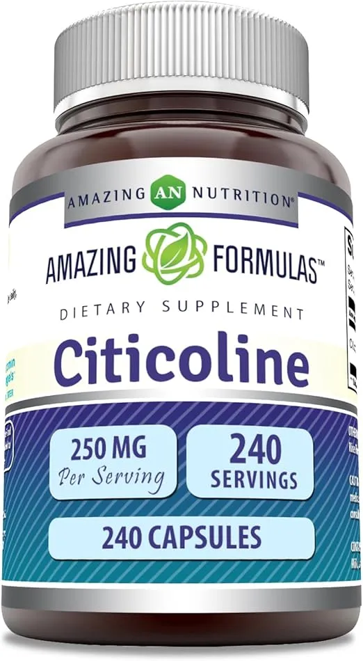 Amazing Formulas Citicoline 250 Mg | Capsules Supplement | Non-GMO | Gluten Free | Made in USA (240 Count)