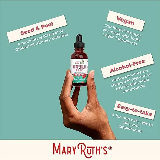 Grapefruit Seed Extract by MaryRuth's Grapefruit Seed Oil Drops | Peel & Seed | Herbal Tinctures Liquid Drops | Sugar Free | Vegan | Non-GMO | Gluten Free| Unflavored | 30 Servings | 1 Fl Oz