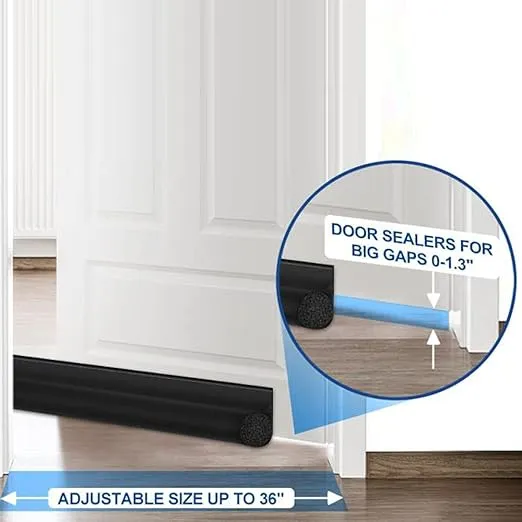 MAXTID Under Door Draft Stopper 36 inches Grey Door Draft Blocker Exterior Door Seal Strips Weatherstripping Doors Sweep Guard