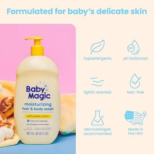 Baby Magic Moisturizing Hair & Body Wash | Specially Formulated for Baby's Delicate Skin | Tear-Free | Calendula & Coconut | 30 fl oz.