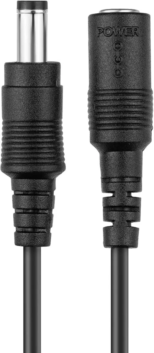 Amcrest Universal 12V DC Power Extension Cable (20ft) for Power Supply/Adapter/Outdoor Security Cameras, Compatible with All CCTV/IP Camera Brands, 5.5mm DC Plug, 20 Feet, Black (20FTEXTB-12V)