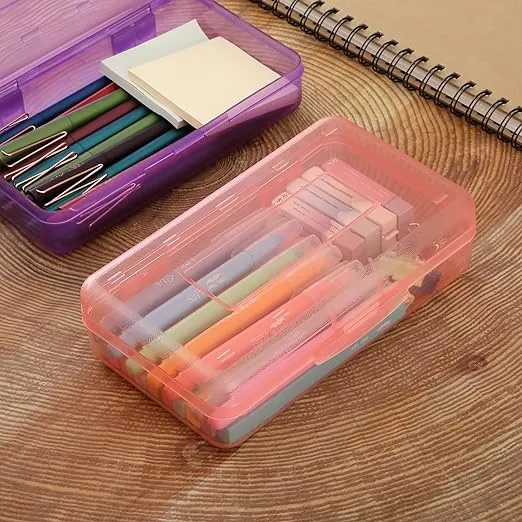 Mr. Pen- Pencil Box, 2 Pack, Purple & Orange, Plastic Pencil Box Case, Pencil Case, Crayon Box, Pencil Case for Kids, Clear Pencil Case, Plastic Pencil Case, Hard Pencil Case, School Supply Box