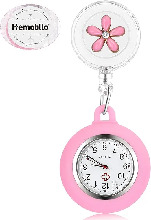 Hemobllo Nurse Watch - Nurse Lapel Watch Clip On Watch Retractable Nurse Fob Watch Cute Flower Nursing Watch for Nurse Doctor