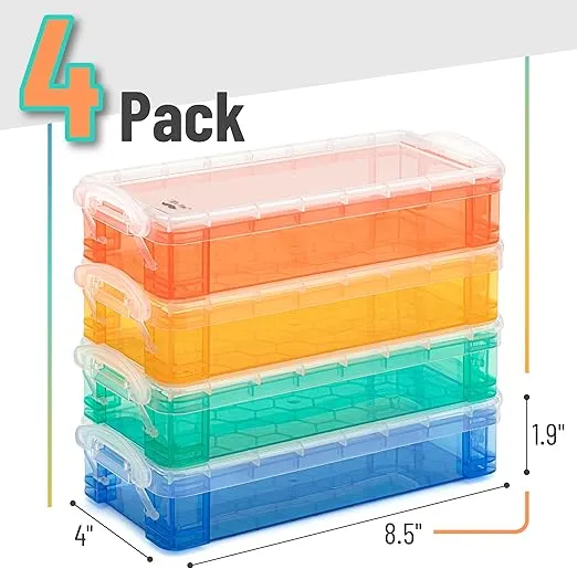 Mr. Pen- Pencil Box, 4 Pack, Assorted Color, Plastic Pencil Box Case, Pencil Case, Crayon Box, Pencil Case for Kids, Clear Pencil Case, Plastic Pencil Case, Hard Pencil Case, School Supply Box
