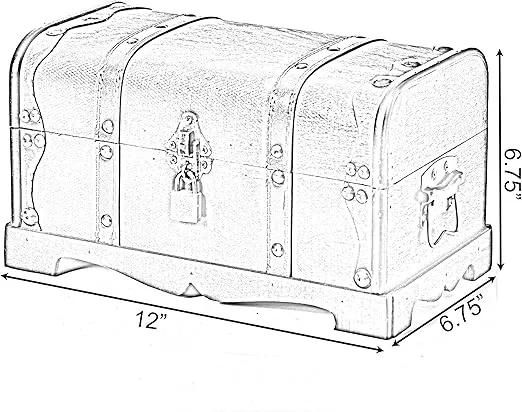 Vintiquewise Small Pirate Style Wooden Treasure Chest (Chest with Padlock) (QI003026.p)