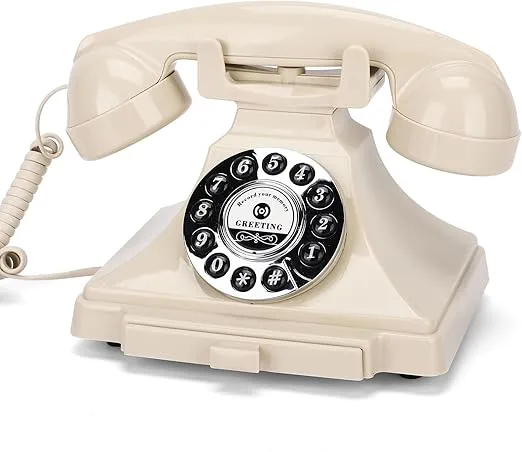 Audio Guest Book Wedding Phone,Audio GuestBook,Phone GuestBook,Bridal Shower Party Gifts, Vintage Guest Book Telephone Record Customized Voice Message for Your Wedding Party(Off-White)