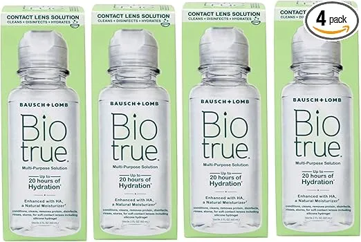 Biotrue Contact Lens Solution, Multi-Purpose Solution for Soft Contact Lenses, 2 FL OZ (Pack of 4)