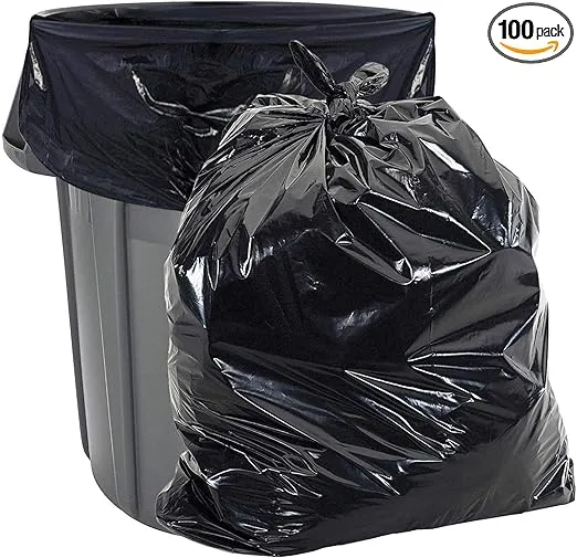 Aluf Plastics 20-30 Gallon 1.5 MIL Black Heavy Duty Garbage Bags - 30" x 36" - Pack of 100 - For Contractor, Outdoor, Construction, & Storage