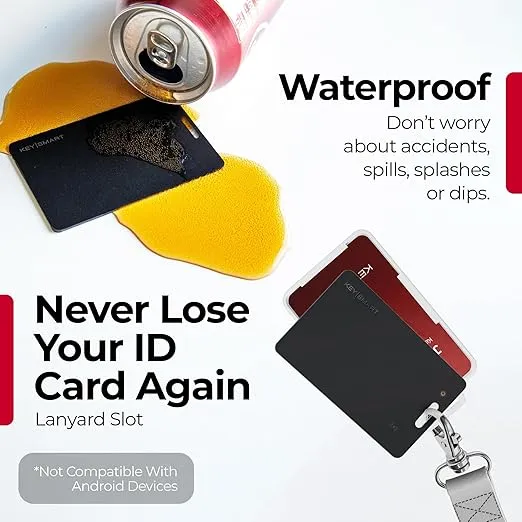 KeySmart SmartCard Wallet Tracker Card, Compatible with Apple Find My App, Rechargeable Thin GPS Item Finder for Luggage Tag, Purse, Passport, Slim Smart Bluetooth Tracking with Key Chain Hole