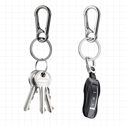 Keychain Clip Key Ring, 2 Pcs Key Ring Metal Carabiner Clips Keychain Clip Key Ring Key Chain Holder Clip Keychain Ring Metal Keychains Chain Holder Organizer Keyrings for Purse Car Keys