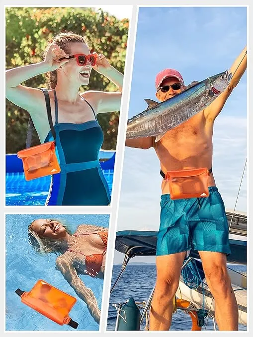 HEETA 2/3/4 Pack Waterproof Pouch, Screen Touch Sensitive Waterproof Dry Bag with Adjustable Waist Strap, Keep Your Phone and Valuables Dry for Swimming Kayaking Boating Fishing Beach Diving Surfing