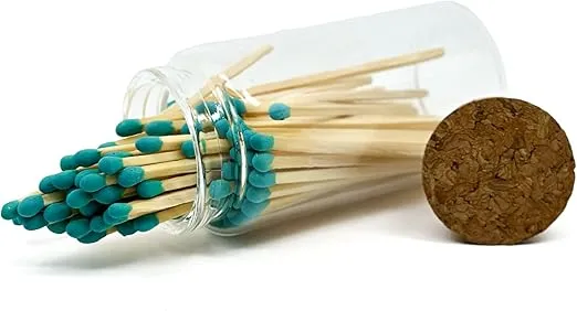 Matches in a Jar | 60+ Matchsticks | Decorative Matchsticks with Strike Pad | Candle Match Holder Long for Fireplace | Match Bottle Cork Closing by Chandler Studio (Light Green, 3" Matches)
