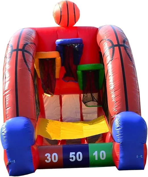 JumpOrange Inflatable Basketball Game (with Blower and Foam Basketballs), Kids and Adults, Commercial Grade, Rental Game, Hoop Shot Target, Toss Game, Outdoor Indoor, Blow Up, 15oz PVC Vinyl, <90 LBS