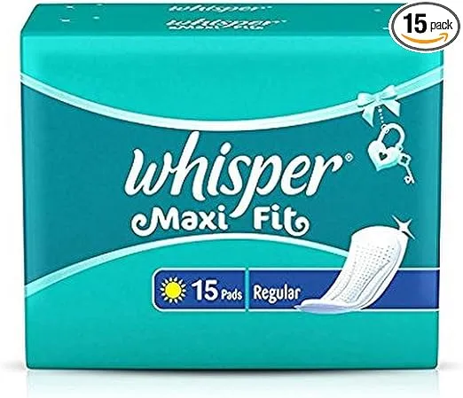 Whisper Maxi Fit Sanitary Pads - Regular Wings (15 Piece Pack)