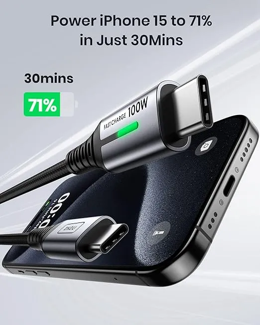 INIU USB-C to USB-C Cable, [3.3ft, 2-Pack] Type C Charging Cord for iPhone 16 15 Pro Max Samsung Galaxy S23 S22 S21 Note 10 MacBook iPad and More