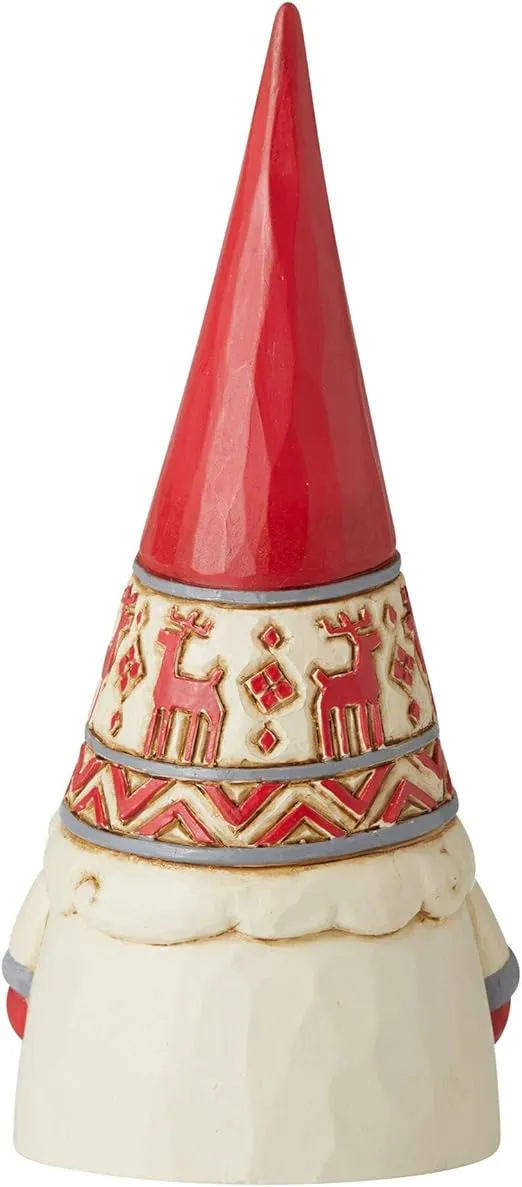 Enesco Jim Shore Heartwood Creek Nordic Noel Reindeer Hat Gnome Wonders at Work Figurine, 2.17" H, Dirty White, Red, Gray