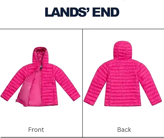 Lands' End Kids Full Zip Lightweight Thermoplume Hooded Jacket (S-XL)