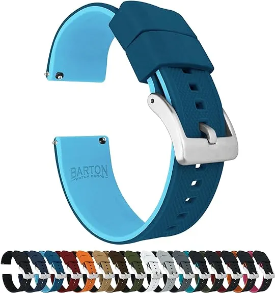 BARTON Elite Silicone Watch Bands - Quick Release - Choose Strap Color & Buckle Color (Stainless Steel, Black PVD or Gunmetal Grey) - 18mm, 20mm, 22mm & 24mm Watch Straps