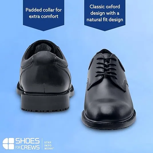 Shoes for Crews Cambridge Men's Uniform Dress Work Shoes, Oxford Shoes, Slip Resistant, Water Resistant, Black, 15 M